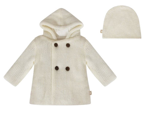 Citrine Melange Yarn Jacket And Beanie White